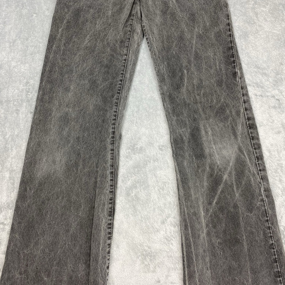 Rogan NYC Jeans Womens 26 Grey Stone Wash Flared Wide Leg Flap Pockets USA Made - Picture 2 of 12
